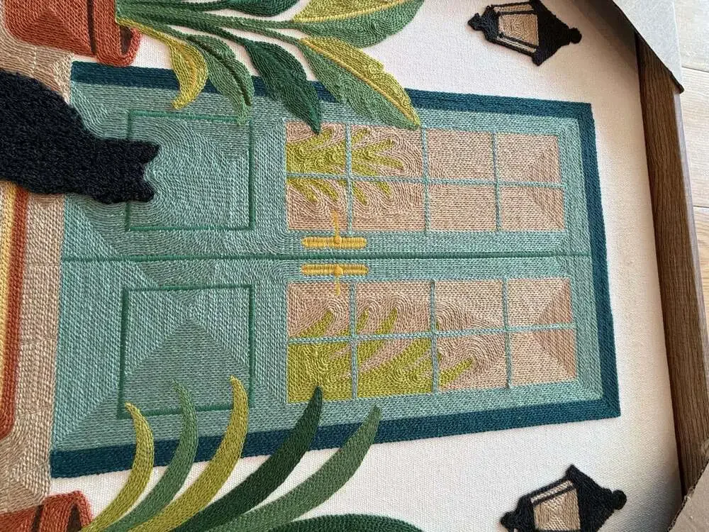 BP Home Woven Embroidered Textile Wall Art Black Cat